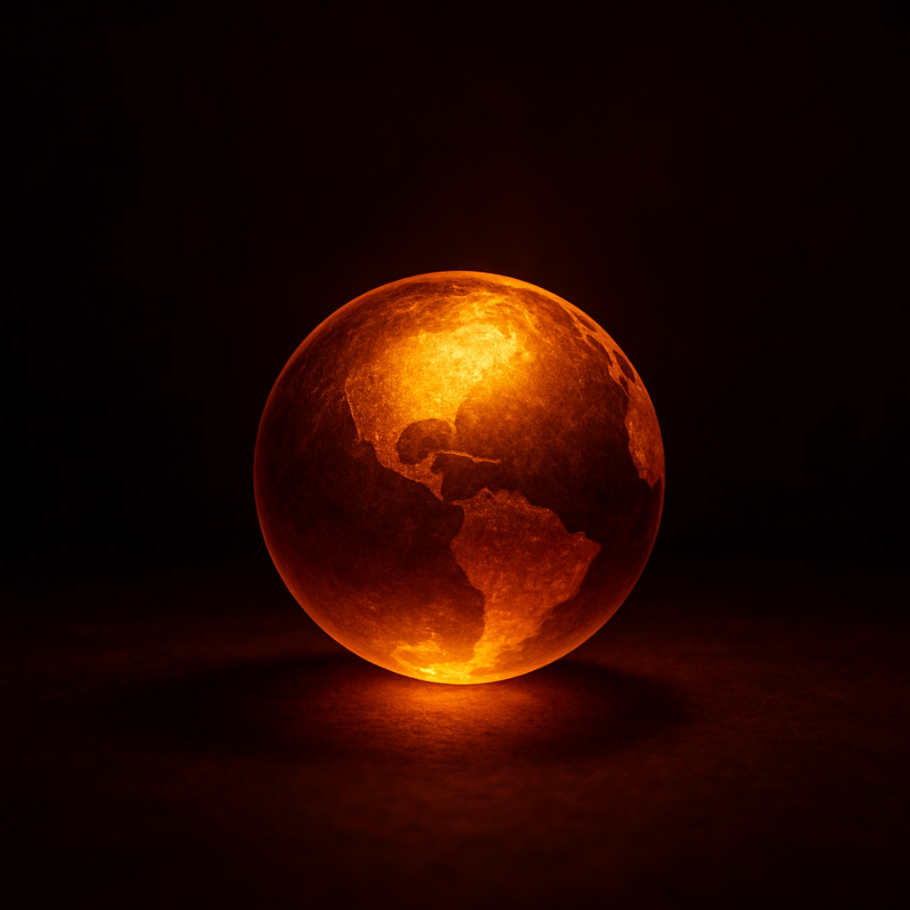 Glowing golden globe representing global reach