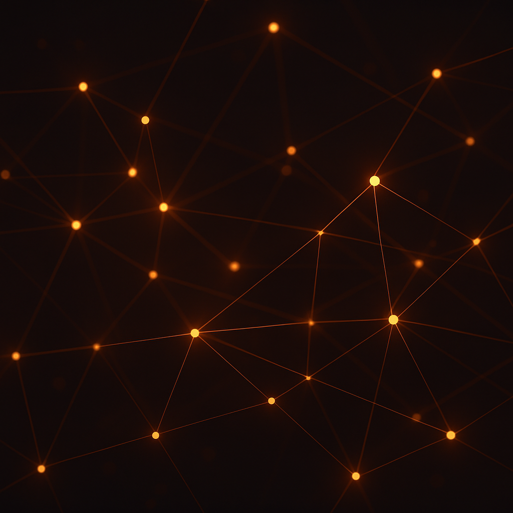 Abstract network of connected nodes representing a talent network